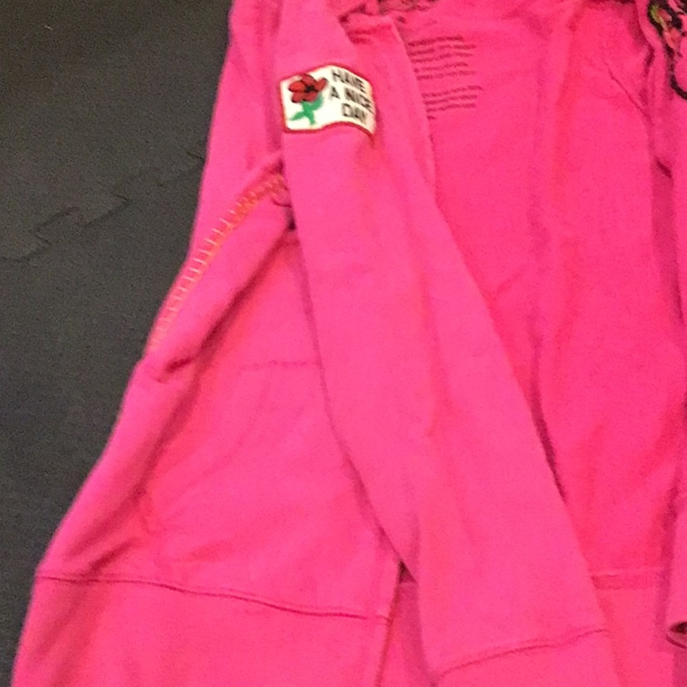 Lucky zipper hooded sweatshirt Peace retro size M - Picture 5 of 12